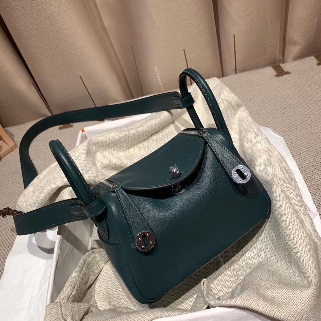 에르메스 미니 린디백19 그린 은장